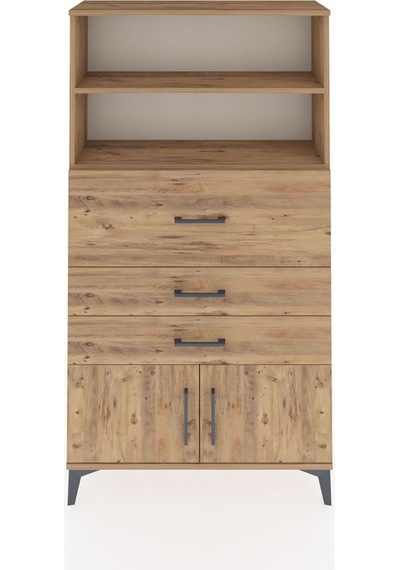 Arges Dolap 2 Raflı 3 Çekmeceli 2 Kapaklı 88x30x163 Çam-çam Çam