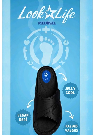 Look Life Kadın Günlük, Rahat, Jelly Cool Teknolojili Halluks Valgus Terlik siyah