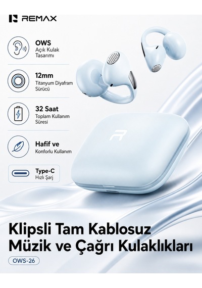 Remax OWS-26 Bluetooth 6.0 Kulak Klipsi Kulak İçi Kulaklık