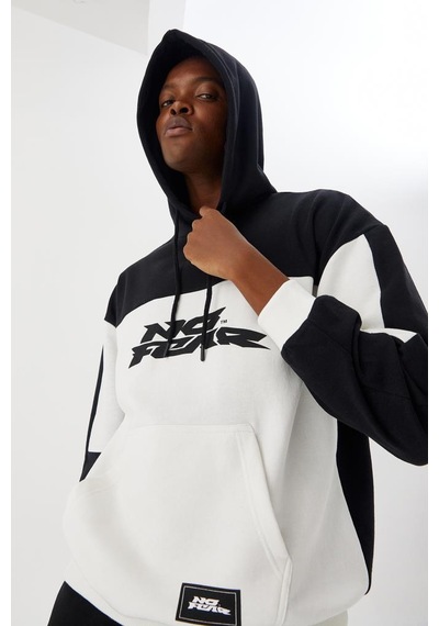 No Fear Erkek Sweatshirt Kapüşonlu Siyah Beyaz M500272