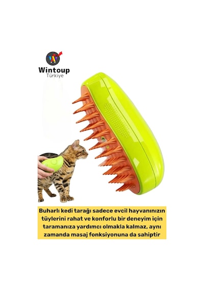 Evcil Hayvan Kedi Banyo Tüy Tarama Masaj Etkili Yumuşak Zararsız Çok Fonksiyonlu Buharlı Tarak
