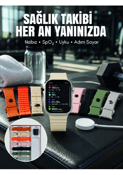 7'li Kordon Setli Akıllı Saat Bluetooth Görüşme Bildirim Destekli Çok Fonksiyonlu Smart Watch - Lisinya