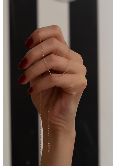14 Ayar Altın Rose İnce Aynalı Kolye 1 Mm