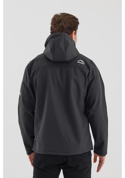 B.he.z Çıkartılabilen Fermuarlı Kapüşon Cepli İçi Polarlı Su Geçirmez Softshell Erkek Mont Gri Gri