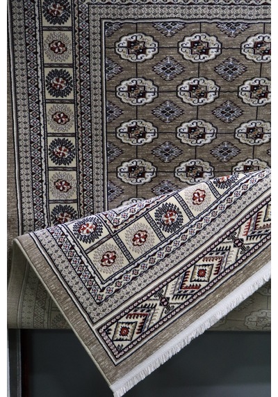 Asya Etnik Desenli Saçaklı Salon Oturma Odası Halısı 70174-65 Bej