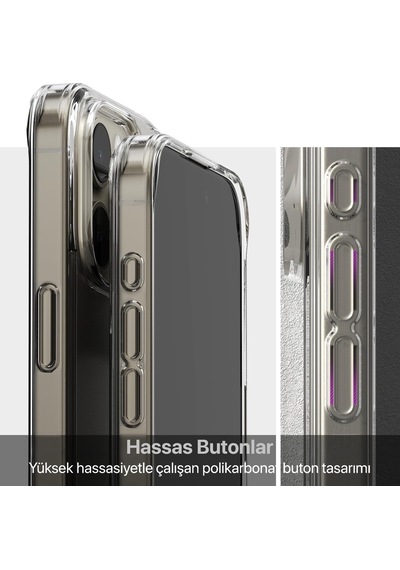 İphone İle Uyumlu Cyrstal Clear Şeffaf Silikon Kılıf Arkası Sert Polikarbonat Kenarları Yumuşak Tpu Silikon Premium Ultra Şeffaf Kılıf Kapak Matte Clear, 15 Pro Max
