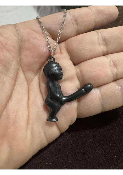 Bereket Tanrısı Şaka Kolye Komik Hediye Kolye Siyah Zincir 60 Cm Eğlenceli Ve Mizah Dolu Tasarım Çok renkli