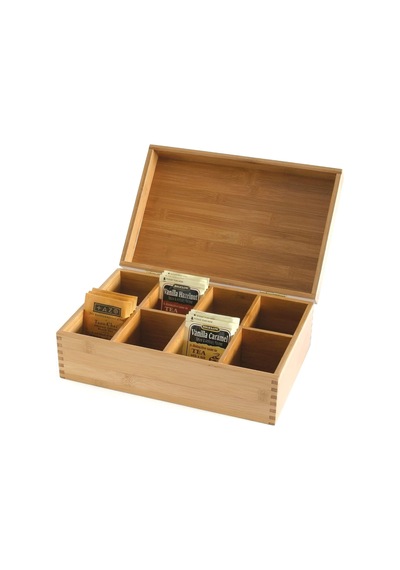 8 Bölmeli Bambu Ahşap Çay Kutusu, 12-3/8 "x 7-3/8" X 3-3/5" çok renkli
