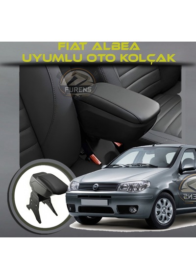 Fiat Albea 2002-2012 Uyumlu Kol Dayama Ve Kolçak Sürgülü Bardaklıklı Ayarlanabilir Siyah Deri