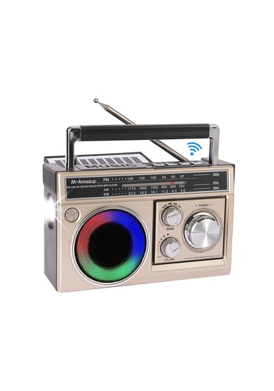 Nostalji Solar Enerjili Güneş Panelli Fm Radyo Şarj Edilebilir Bluetooth Hoparlör Rbg Işıklı Sd Kart Usb Ve El Fenerli Krem - 911392134