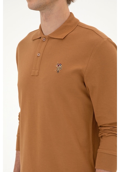 U.S. Polo Assn. Erkek Regular Fit Polo Yaka Camel Basic Sweatshirt 50313772-VR233