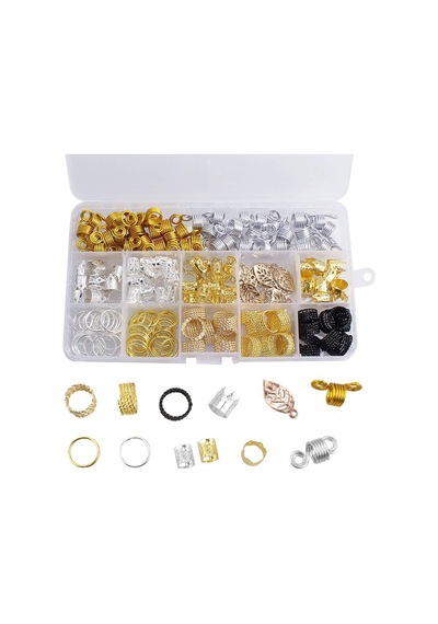 200pcs Alüminyum Saç Bobin Dreadlocks Örgülü Yüzükler Metal Saç Kuffs Örgü Boncuklar