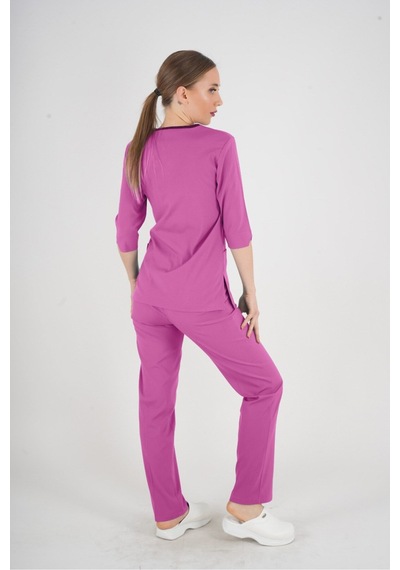 Unisex Açık Mor Violet Model Scrubs Takım Doktor Hemşire Üniforması Açık Mor Açık Mor
