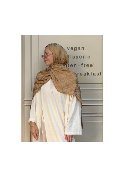 Ardün Hijab Halka Desen Pamuklu Şal Balköpüğü Şık Ve Modern Tesettür Şal Altın - 936514243 Altın
