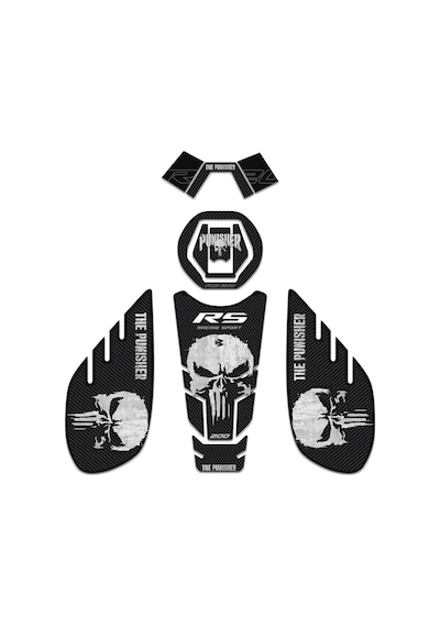 Bajaj Pulsar RS 200 Siyah Karbon Punisher Edition Gidonlu Tank Pad Set