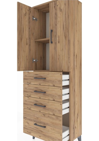 Arges Dolap 2 Raflı 4 Çekmeceli 2 Kapaklı 60x30x182 Çam-çam Çam Arges Dolap 2 Raflı 4 Çekmeceli 2 Kapaklı 60x30x182 Çam-çam Çam