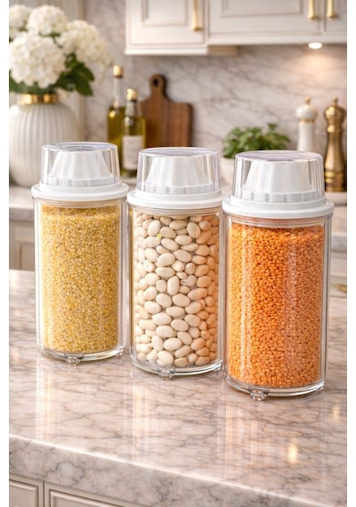 Decorev 3lü Erzak Saklama Kabı Br-6818 1300 Ml Şeffaf