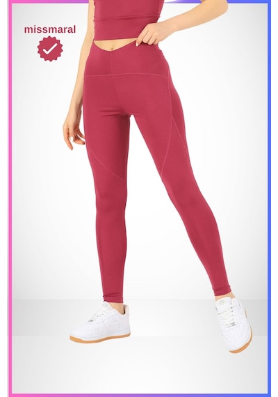 Missmaral Slim Fit Tayt Yüksek Bel Toparlayıcı Mürdüm Spor Model Flatlock Dikiş Detaylı Oslo 1090 MÜRDÜM