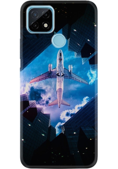 Realme C25S Kılıf Desenli Plane Sky 1623