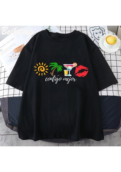 Startmore Beyaz Bad Bunny Komik Baskı Harajuku Ullzang Sevimli Komik Tshirt Siyah