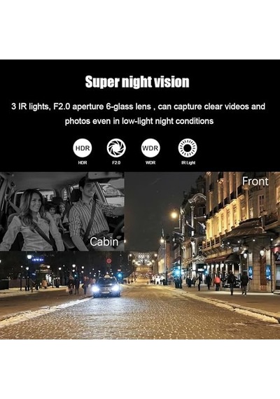 3 Kameralı /1080p Ultra Kaliteli/wifi Özellikli/g-sensör/gece Görüş/araç İçi Araç Kamerası