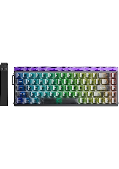 Aula Hero 68 He Manyetik Klavye Rapid Trigger Jade King Switch 8000hz Rgb Neon Tkl Hot Swap Oyuncu Klavyesi Şeffaf Siyah