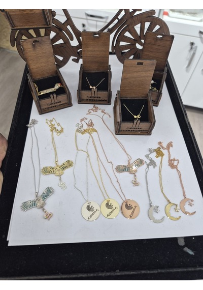 925 Ayar Papatya Silver 3'lü Yılan Figürlü Baykuş Kolye Set.tabiat Kolye.rose.gold.rodaj Gümüş