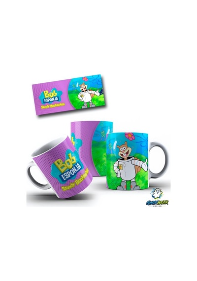 Ghostbastır Desıgn Sünger Bob Sandy Kupa Bardak Tek Adet K0461 Çok Renkli