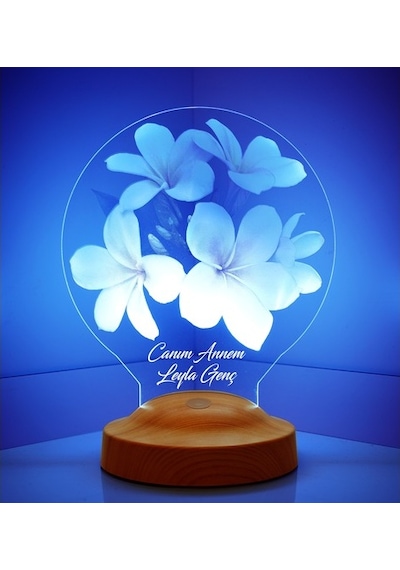 3D Led Lamba 3Boyutlu Canım Annem Plumeria Kişiye Özel Hediye