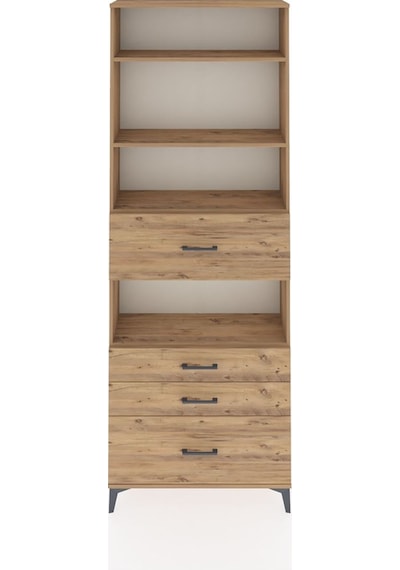 Arges Dolap 4 Raflı 4 Çekmeceli 88x30x243 Çam-çam Çam