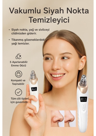Vakumlu Ultrasonik Siyah Nokta Ve Gözenek Temizleyici Cihaz/5 Farklı Başlık Aparatı Şarjlı