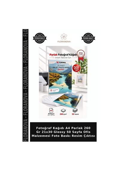 Fotoğraf Kağıdı A4 Parlak 260 Gr 21x30 Glossy 50 Sayfa Ofis Malzemesi Foto Baskı Resim Çıktısı