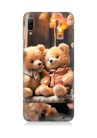 Huawei Y6 2019 Uyumlu Salıncakta Mutlu Ayılar Desenli Silikon Kılıf