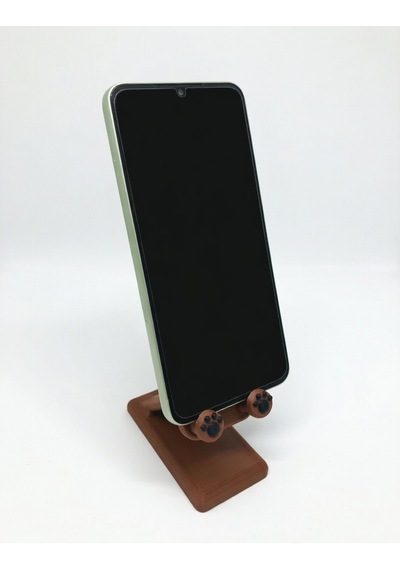 Pati Ve Ayı Tasarımlı Sevimli Telefon Standı - Kahverengi - Çocuklara/hayvanseverlere