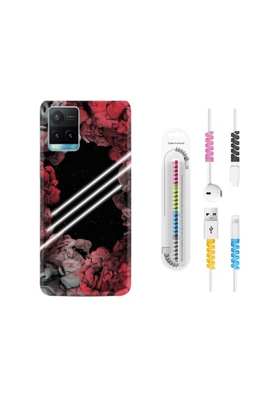 Vivo Y32 Kılıf Kablo Koruyuculu Flowers Line 1732