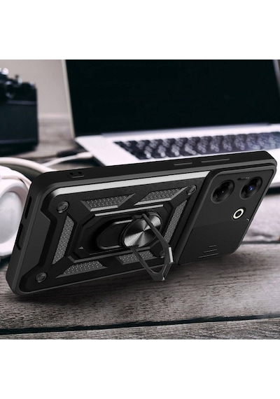 Nourthkiingdom Tecno Camon 20 Pro 5g Kılıf Magnetik Standlı Kamera Korumalı Nrtk Sürgülü Vega Kapak - Mavi Mavi