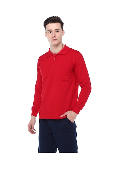 Polo Yaka Kırmızı Sweat Kırmızı