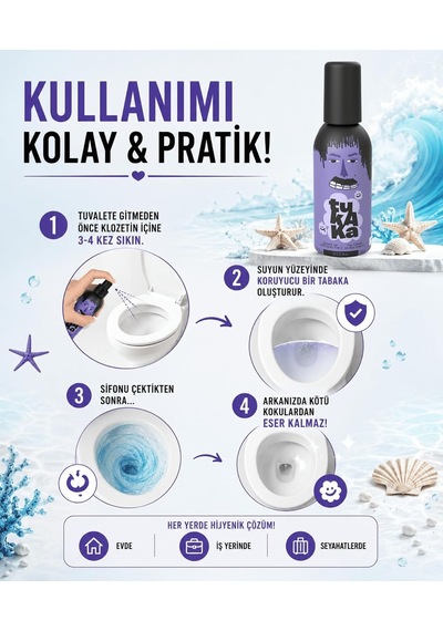 Tuvalet Kokusu, Gider Koku Önleyici, Kötü Koku Giderici Sprey 150 Ml Ocean