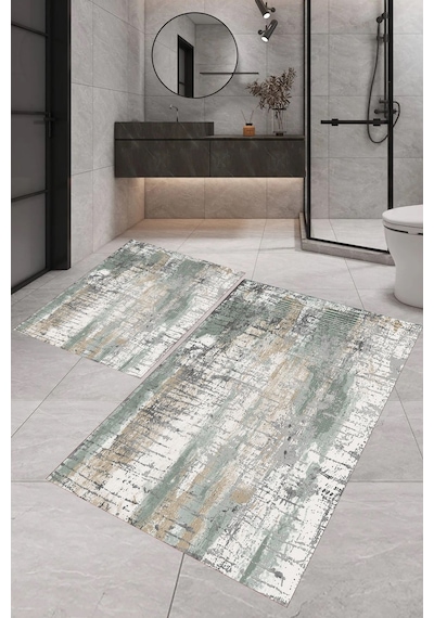 Eliana Home Dijital Baskı 2'li Banyo Paspas Takımı Lna5-fnl448 100x60 Ve 60x50 Cm Yeşil
