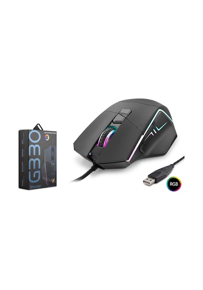 Büro Ev Ofis Bilgisayarı İçin Siyah 6400dpı Rgb Shooter Gaming Oyuncu Mouse -