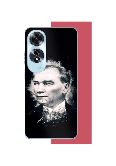 Oppo A60 Uyumlu Atatürk Portre Baskılı Silikon Kılıf Renkli