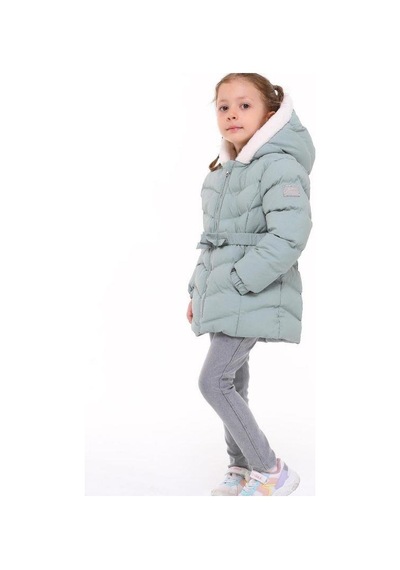 Benitto Kız Çocuk Beli Kemerli İçi Peluş Detaylı Mont-14761 Mint