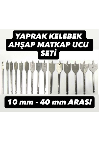 15 Adet Yaprak Kelebek Ağaç Ve Plastik Delme Matkap Ucu Seti 10 Mm İla 40 Mm Arası