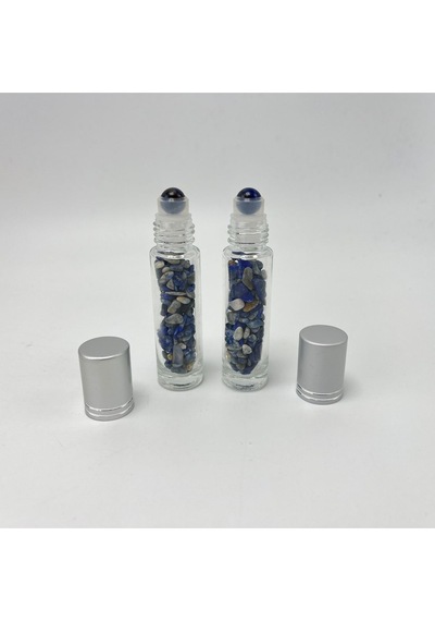 Yıldız Doğal Taş Sertifikalı Sodalit Doğal Taş Esans Şişesi + Roller Masaj Aleti 10 ML