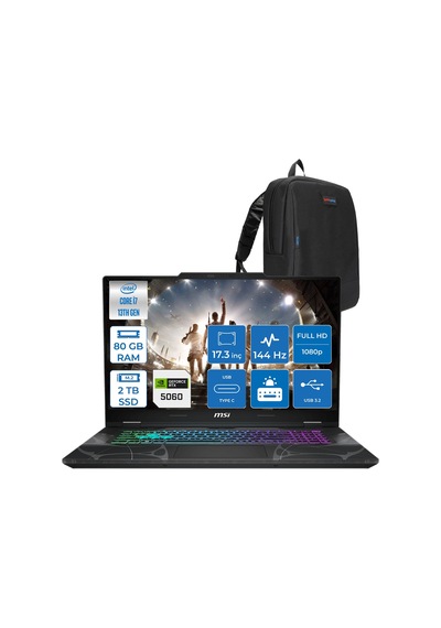MSI Cyborg 17 B13WFKG-210XTRF34 i7-13620H 80 GB 2 TB SSD RTX5060 17.3" Free Dos Dizüstü Bilgisayar + Çanta