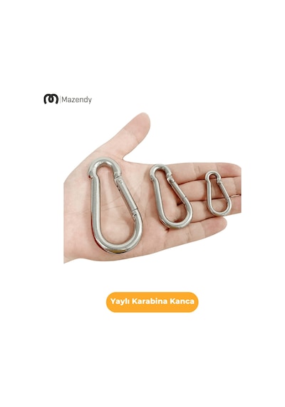 12x140 Mm Düz Yaylı Karabina Kanca 5 Adet Paslanmaz Çelik Aparat