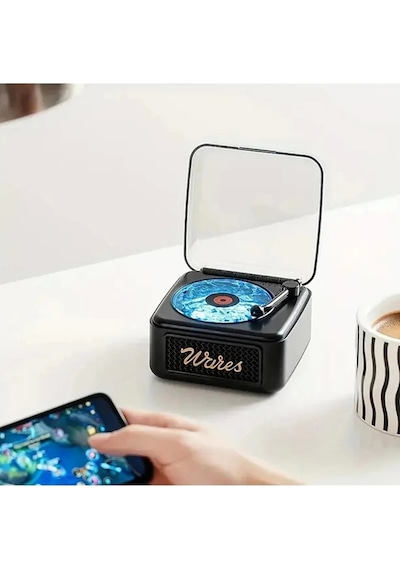 Vtn-21 Nostalji Mini Plak Görünümlü Radyolu Bluetooth Hoparlör