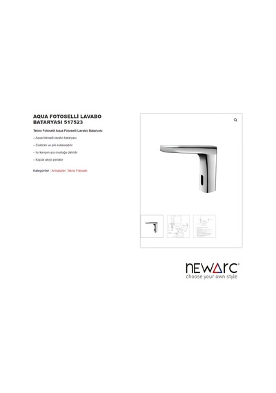 Newarc 517523 Aqua Fotoselli Lavabo Bataryası