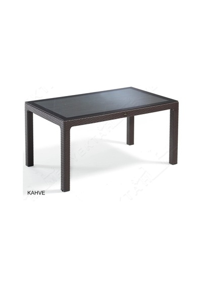 Yektahome Novussi Liverno Classi Rattan Masa Takımı Bahçe Takımı 90 x 150 CM Ka Kahverengi
