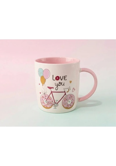 Donut Peluş Anahtarlıklı Kupa 360 Ml Pembe3